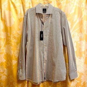 Men’s Strellson button down, collared, gray/white, original tags, never worn